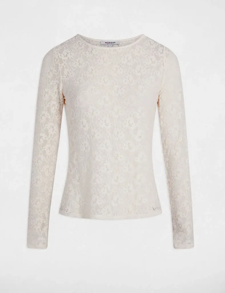 t-shirt-dentelle-cintre-ivoire-femme-vue3-32536311044180978 Morgan De Toi 261-THAKO BEIGE