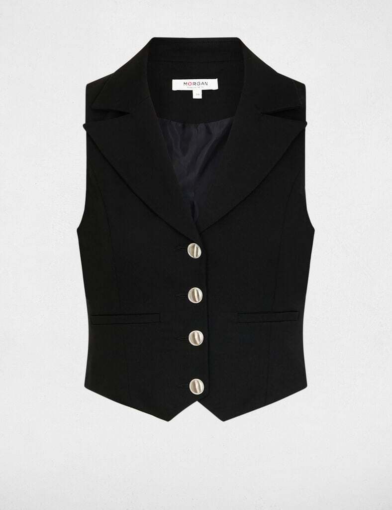 gilet-sans-manches-ajuste-noir-femme-vue3-32536301009380979 Morgan De Toi 251-CJANA.F BLACK