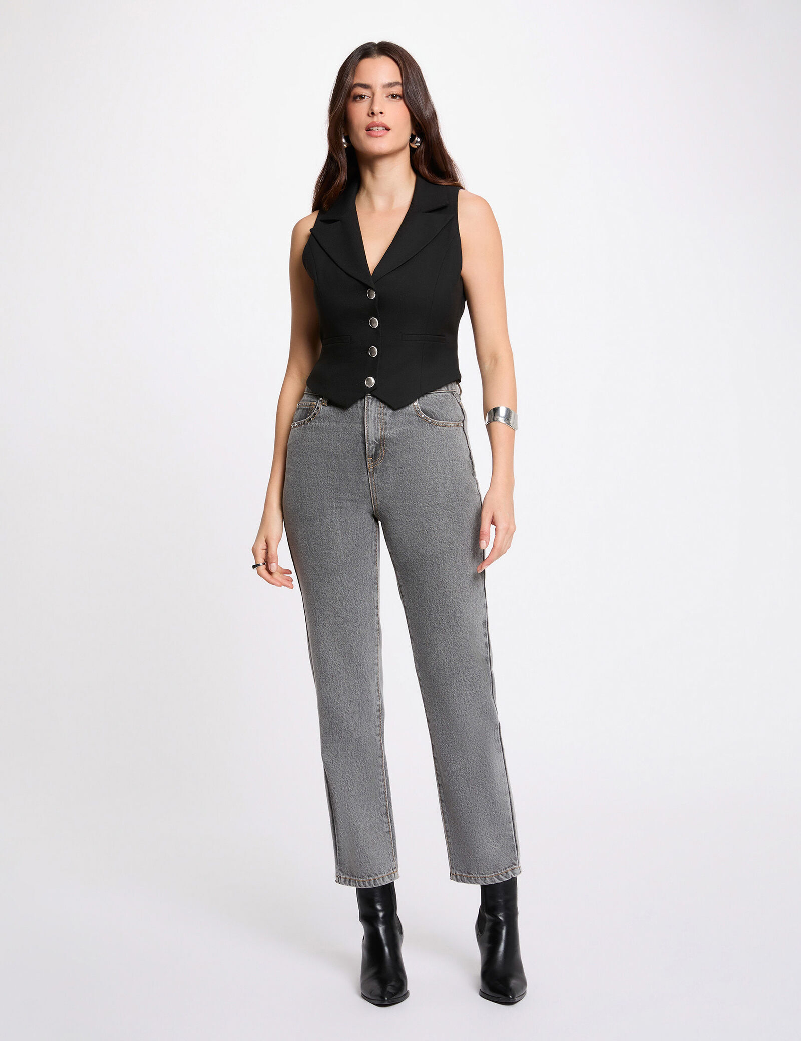 gilet-sans-manches-ajuste-noir-femme-vue5-32536301009380979 Morgan De Toi 251-CJANA.F BLACK