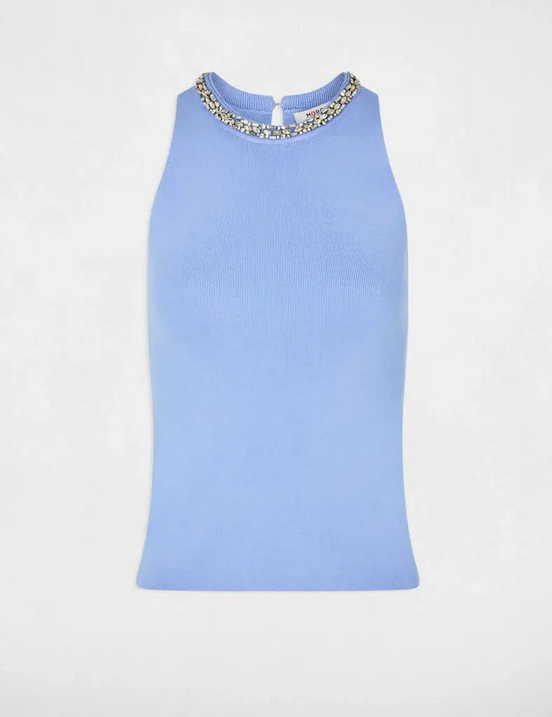 debardeur-ajuste-strass-bleu-femme-vue3-32536311048691156 Morgan De Toi 261-MDIANE BLUE