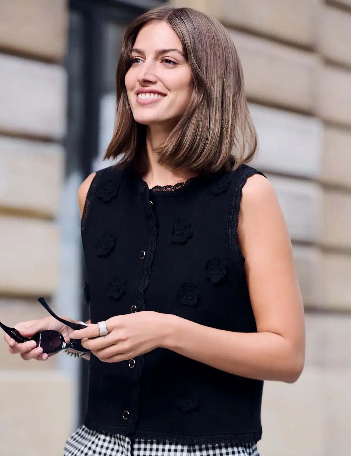 gilet-ajuste-col-rond-noir-femme-vue1-32536311048790979 Morgan De Toi 261-MFLEUR BLACK