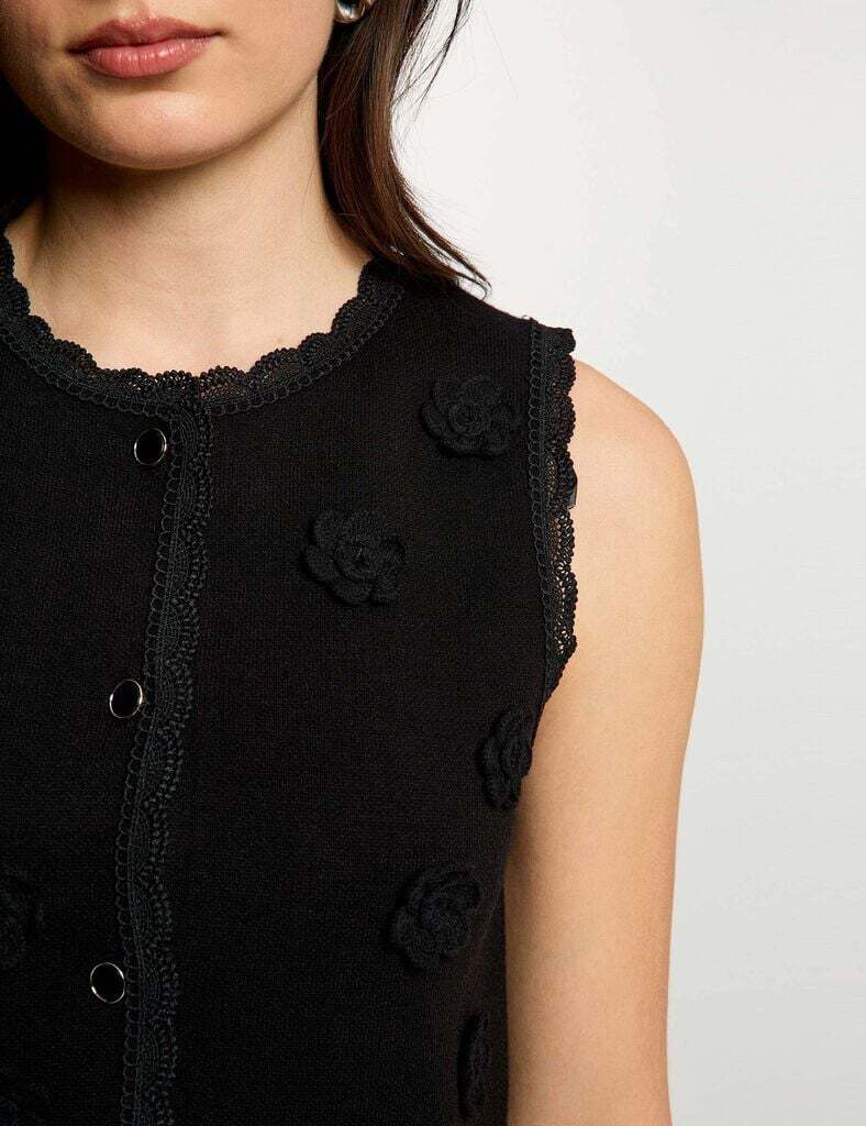 gilet-ajuste-col-rond-noir-femme-vue5-32536311048790979 Morgan De Toi 261-MFLEUR BLACK