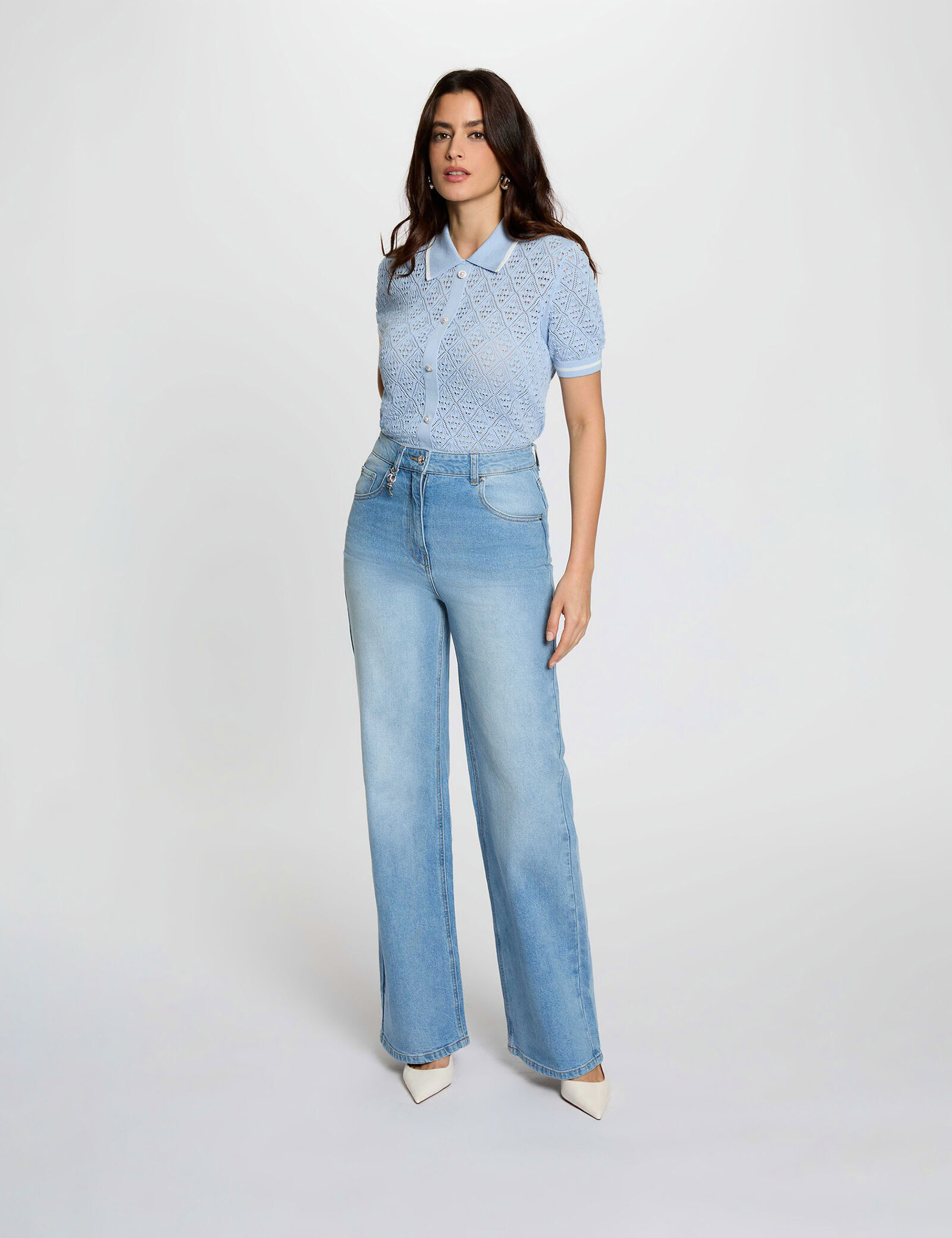 gilet-ajuste-col-a-revers-bleu-ciel-femme-vue5-32536311048900992 Morgan De Toi 261-MRAYNA BLUE