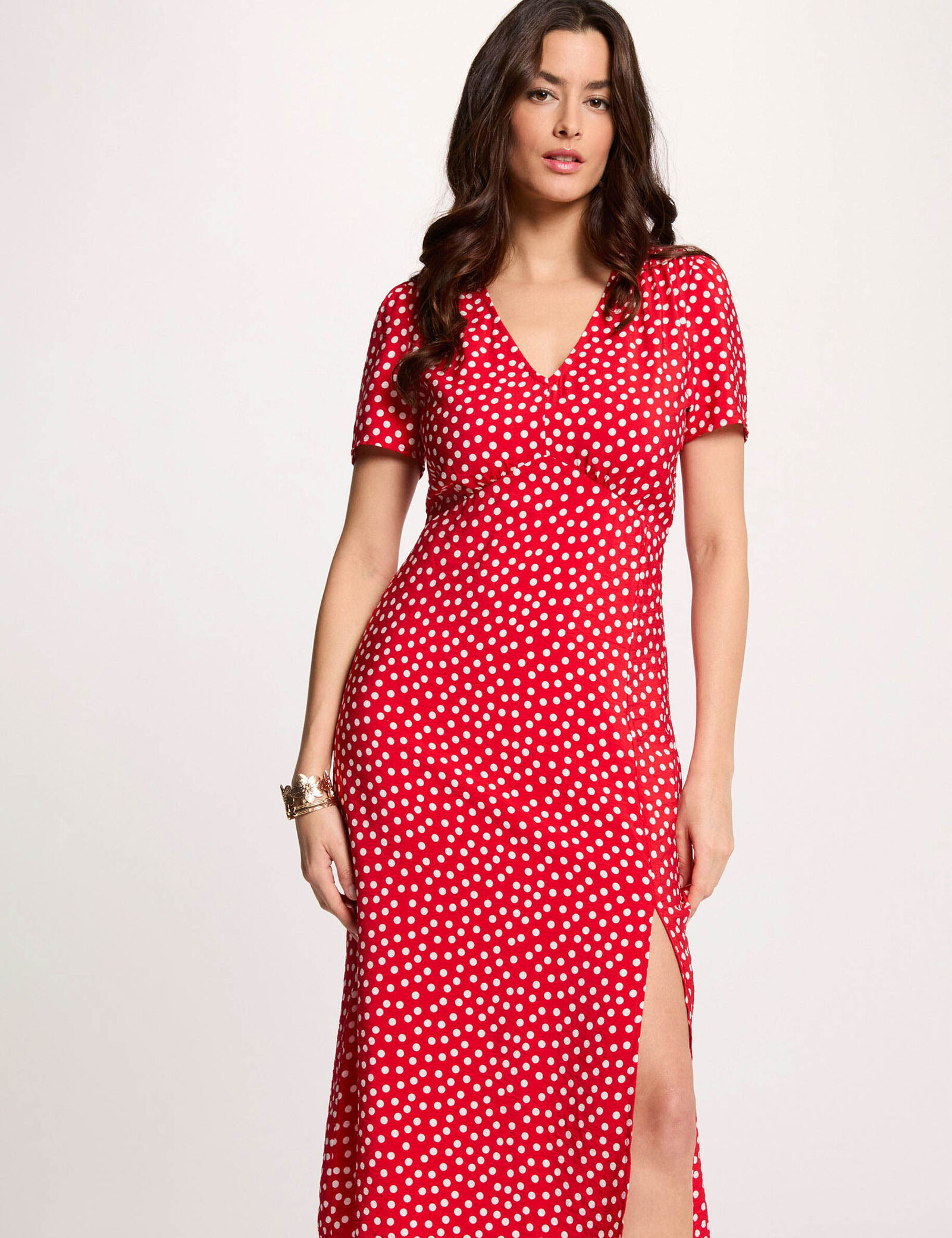 robe-mi-longue-col-v-rouge-femme-vue5-32536311049791023 Morgan De Toi 261-ROIS RED