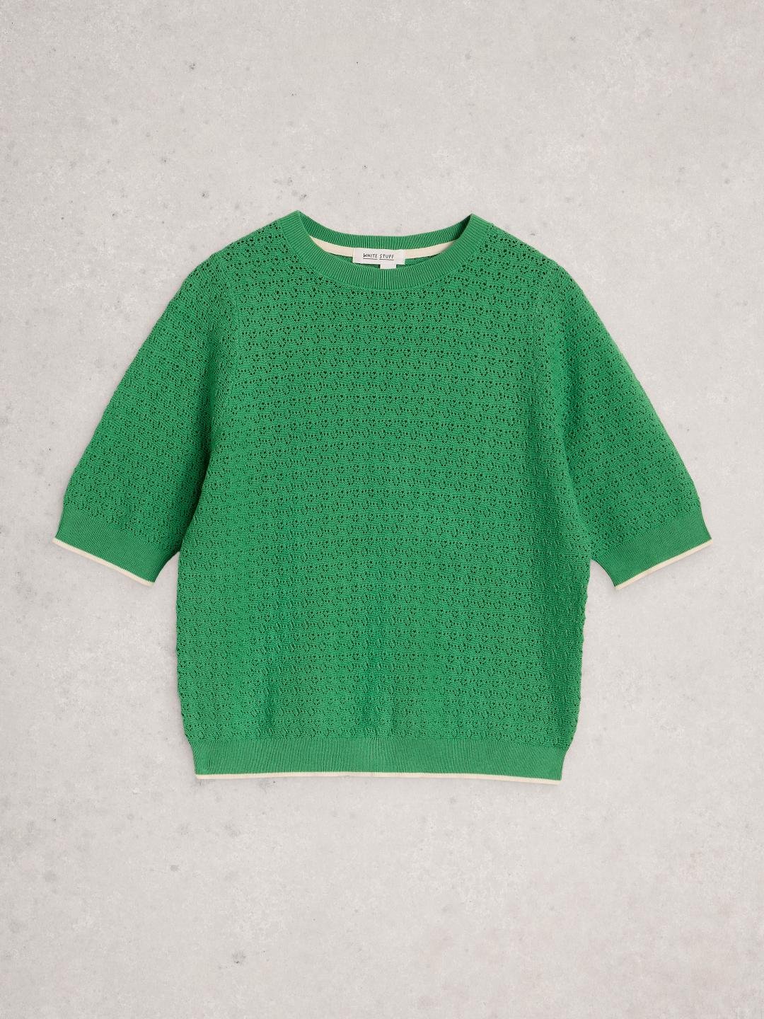 446345-BRT_GREEN-FF White Stuff HOLLY POINTELLE TEE BRT GREEN