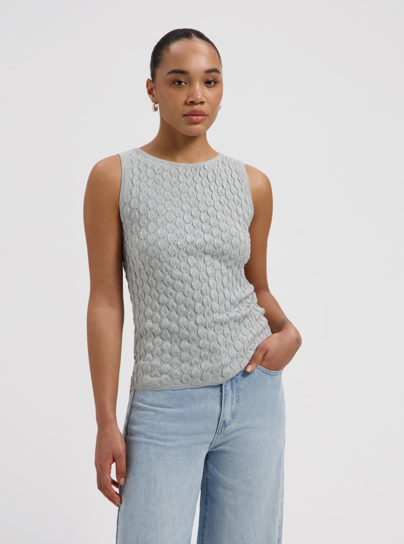 Nous Sommes Labels Amira Knit Top Light Grey