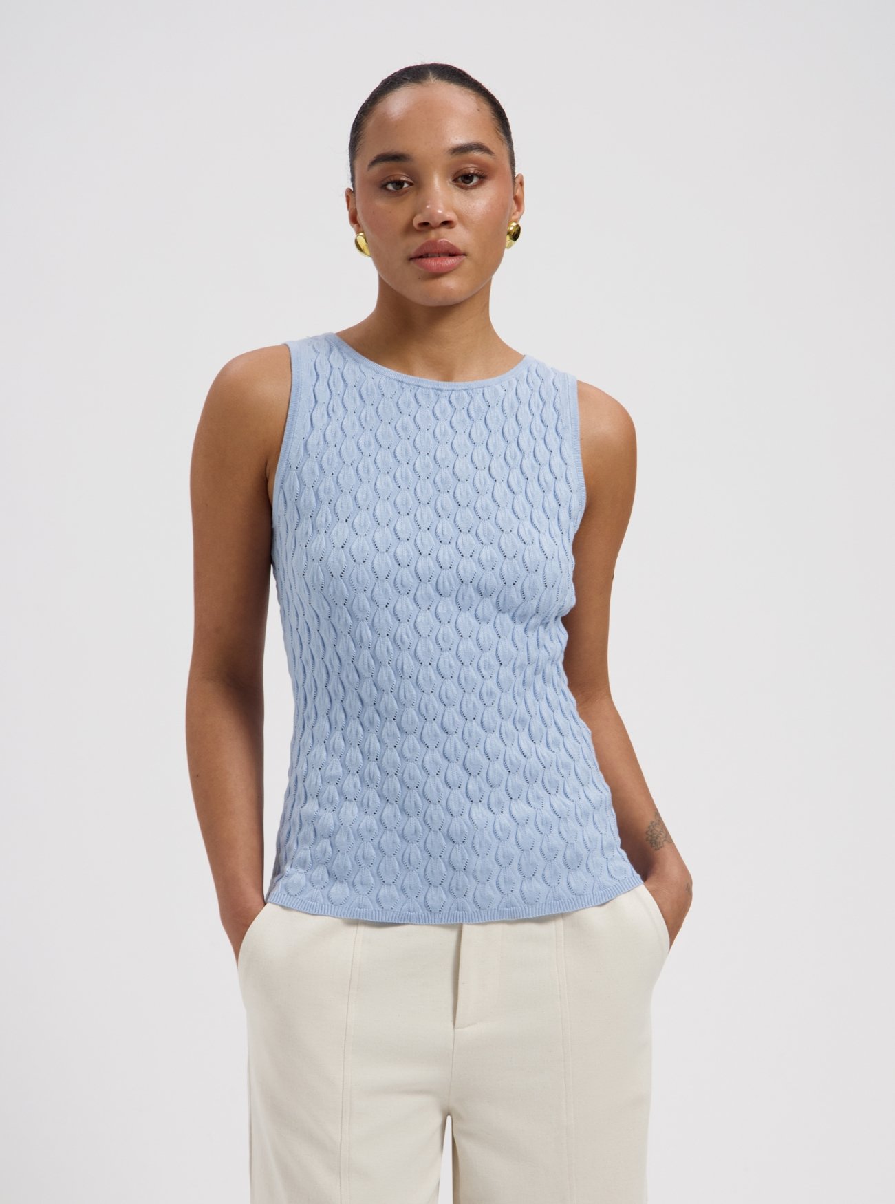 Nous Sommes Labels Amira Knit Top Light Blue