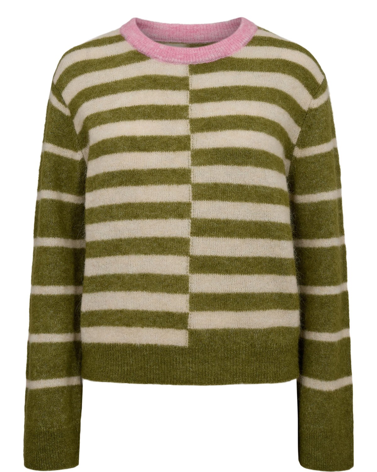 707210_4060_IMAGE_PRIMARY Nümph NURIETTE BLOCK STRIPE PULLOVER Calla Green