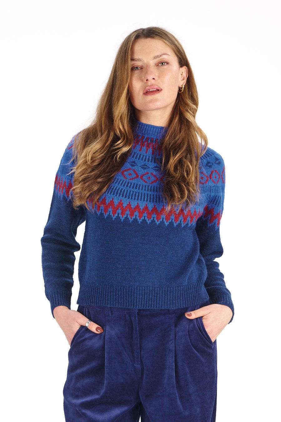 FAIR-ISLE-KNIT-NAVY Komodo Fair Isle Jumper Navy