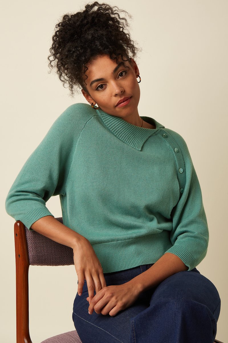 10790374_1 King Louie Zira Knit Top Bonheur Dusty Turquoise