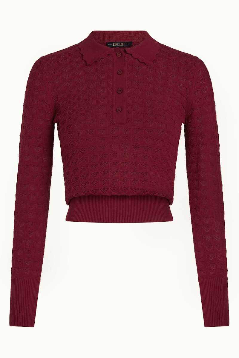 10893678_5 King Louie Polo Top Avel Knit Rhubarb Red