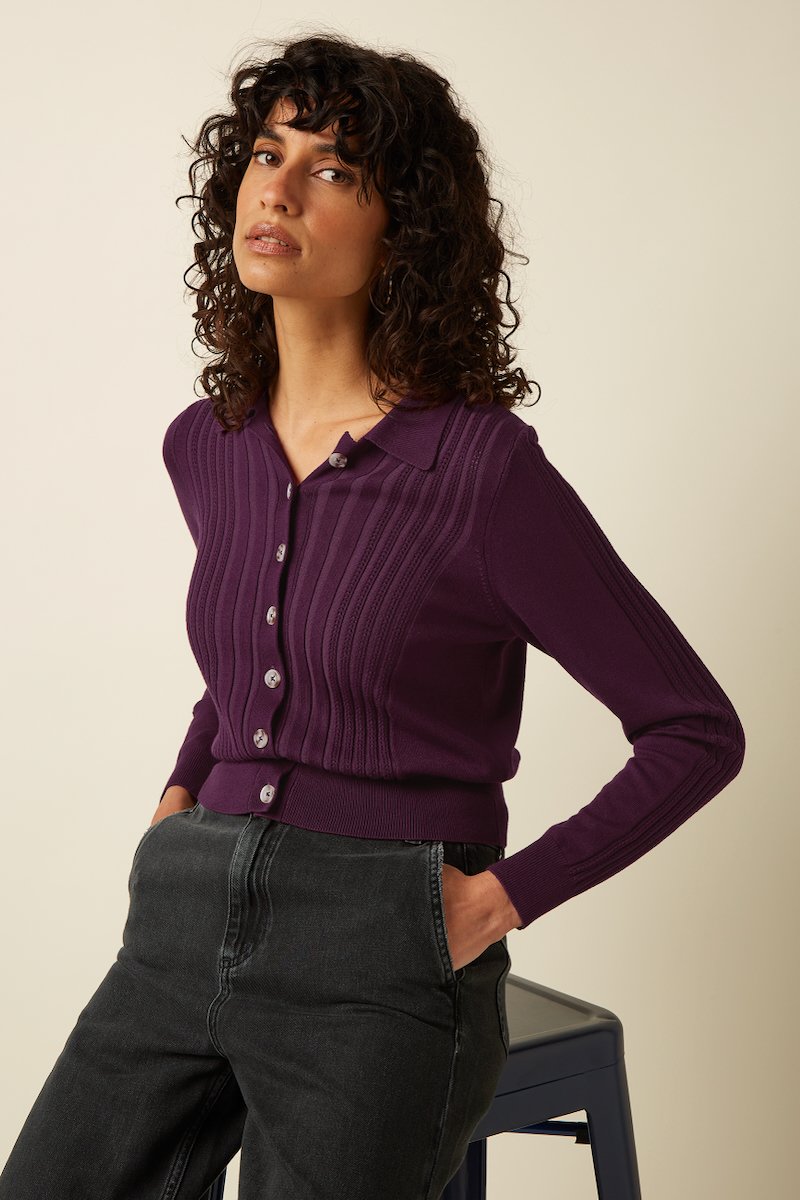 10897517_1 King Louie Sofie Cardi Match Knit Caspia Purple