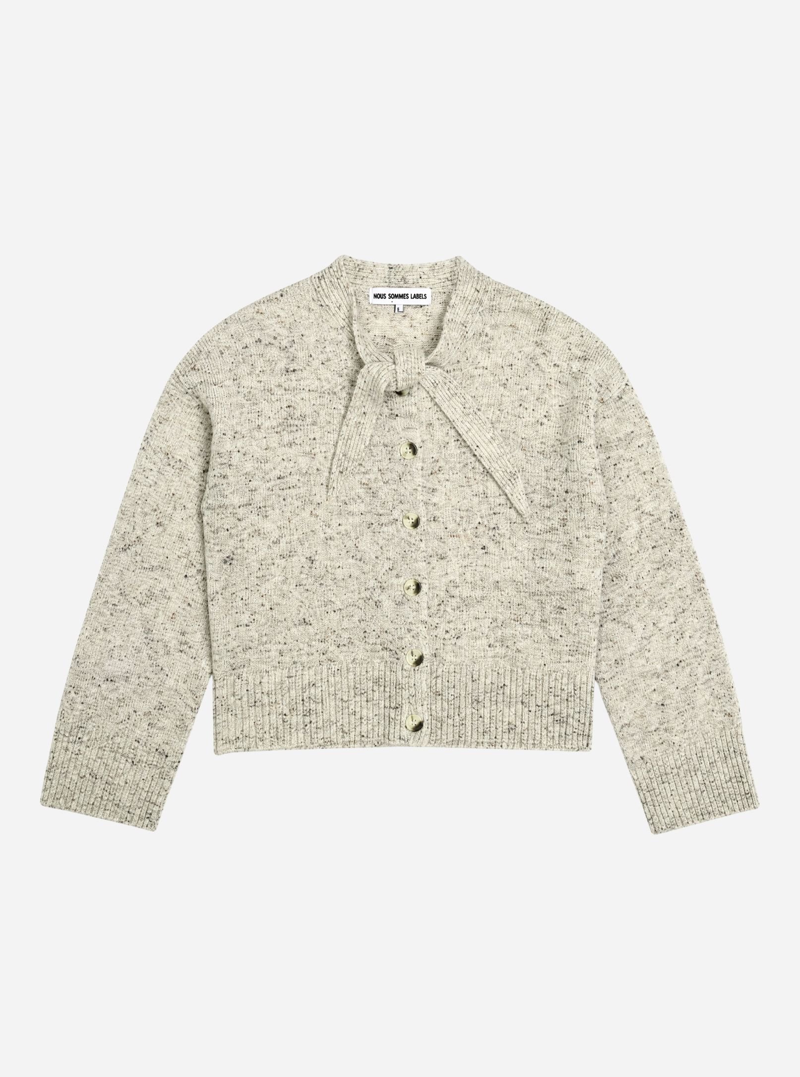 NO-DW26003-120-8-7 Nous Sommes Labels Siri Tie Cardigan Off White