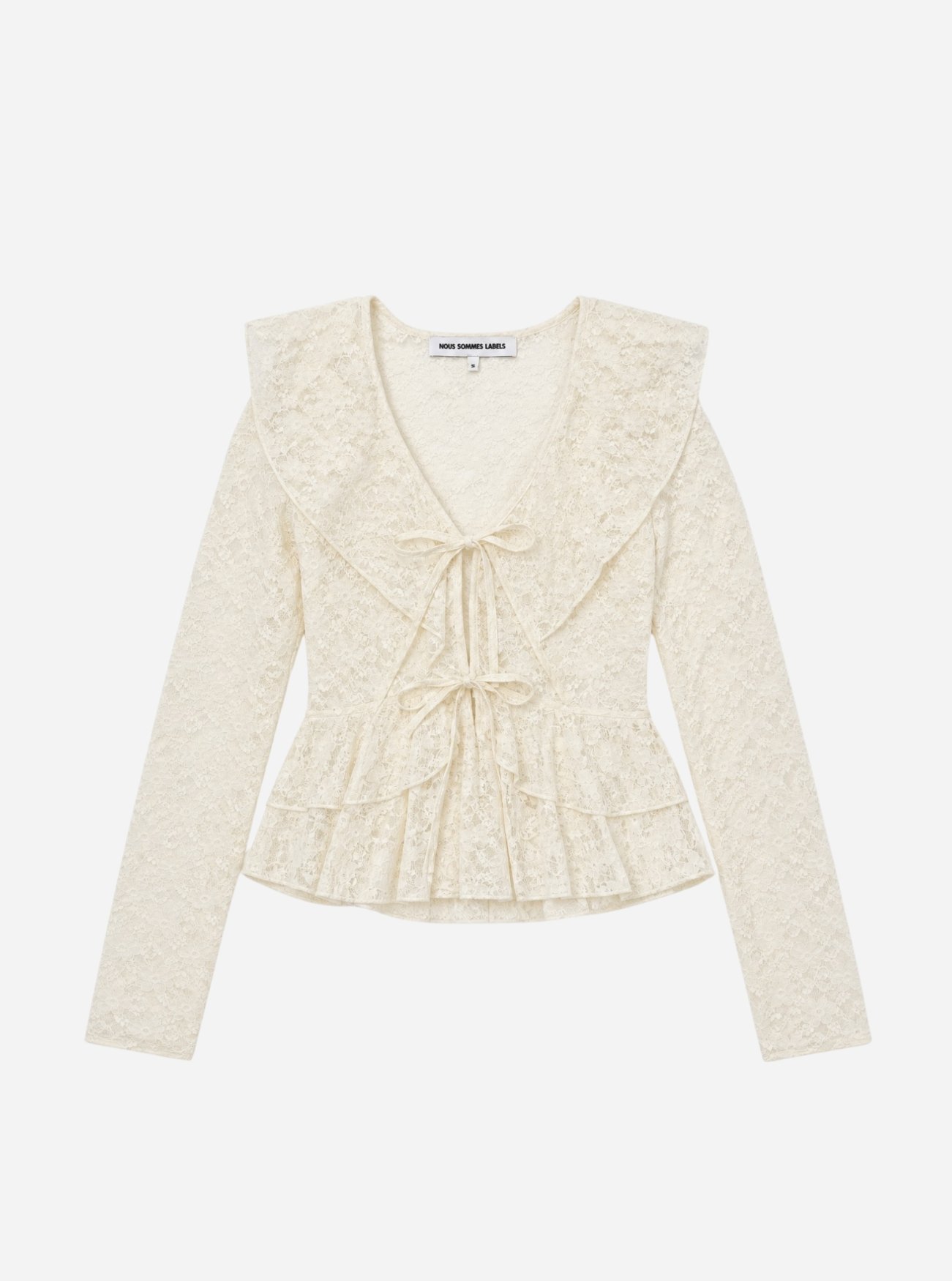 NO-DW26078-100-7-1 Nous Sommes Labels Noor Lace Top White