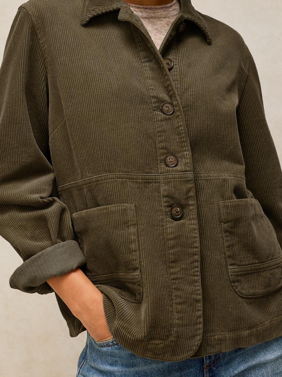 444234-KHAKI_GRN-MD White Stuff CARRIE CORD JACKET DK PLUM