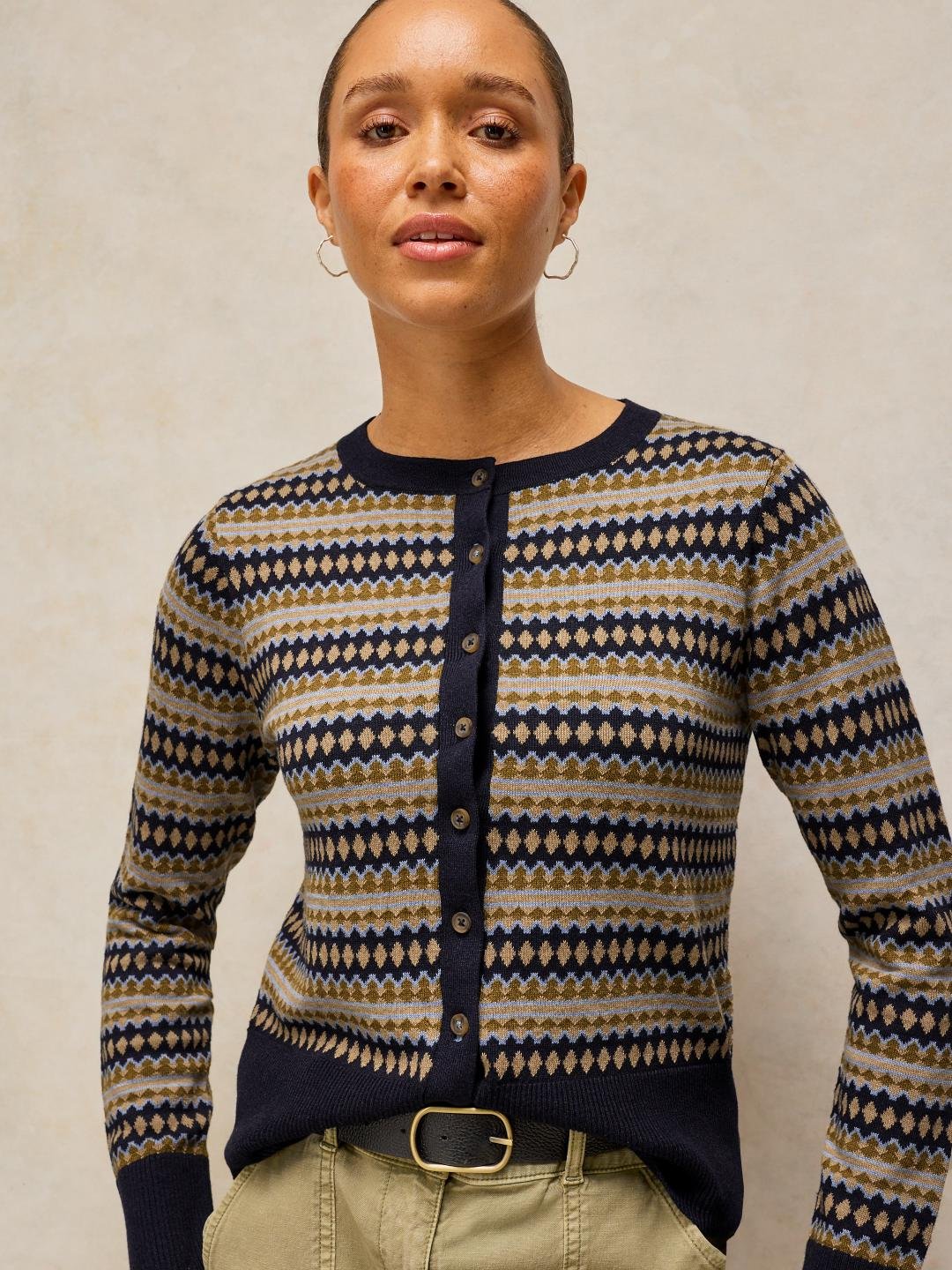 446705-NAVY_MULTI-L White Stuff Lois Fairisle Cardi Navy Multi