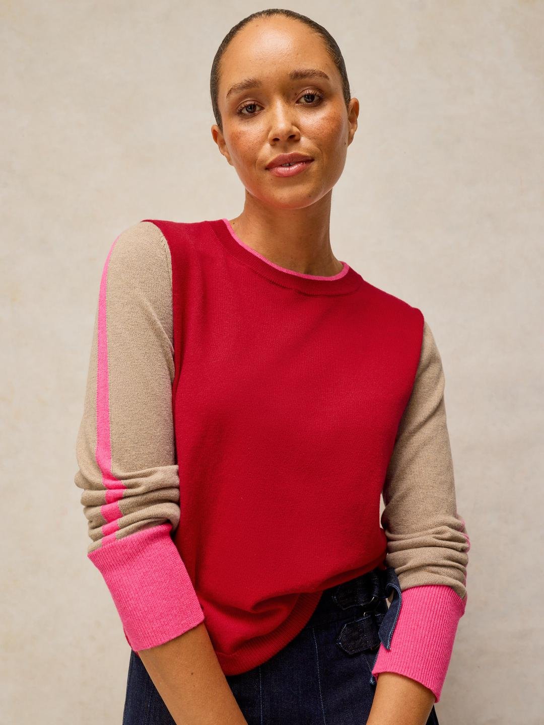 446715-RED_MLT-L White Stuff Katie Col Block Jumper Red Mlt