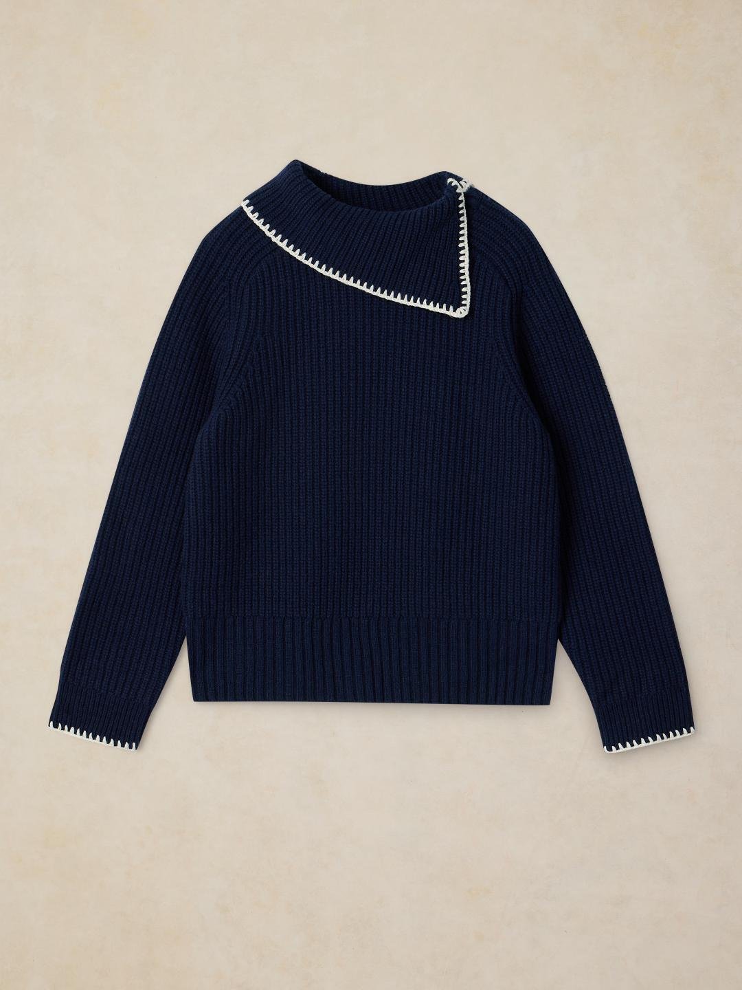 446737-DARK_NAVY-FF White Stuff Whip Stitch Collar Jumper Dark Navy