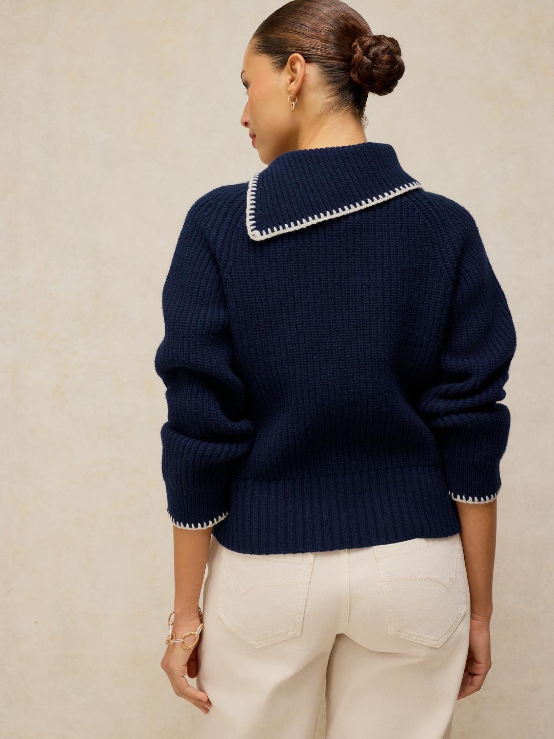 446737-DARK_NAVY-MB White Stuff Whip Stitch Collar Jumper Dark Navy
