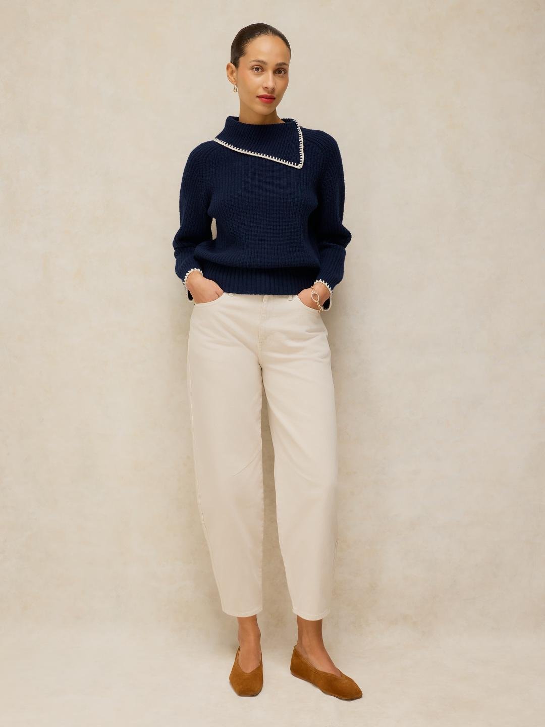 446737-DARK_NAVY-MD White Stuff Whip Stitch Collar Jumper Dark Navy