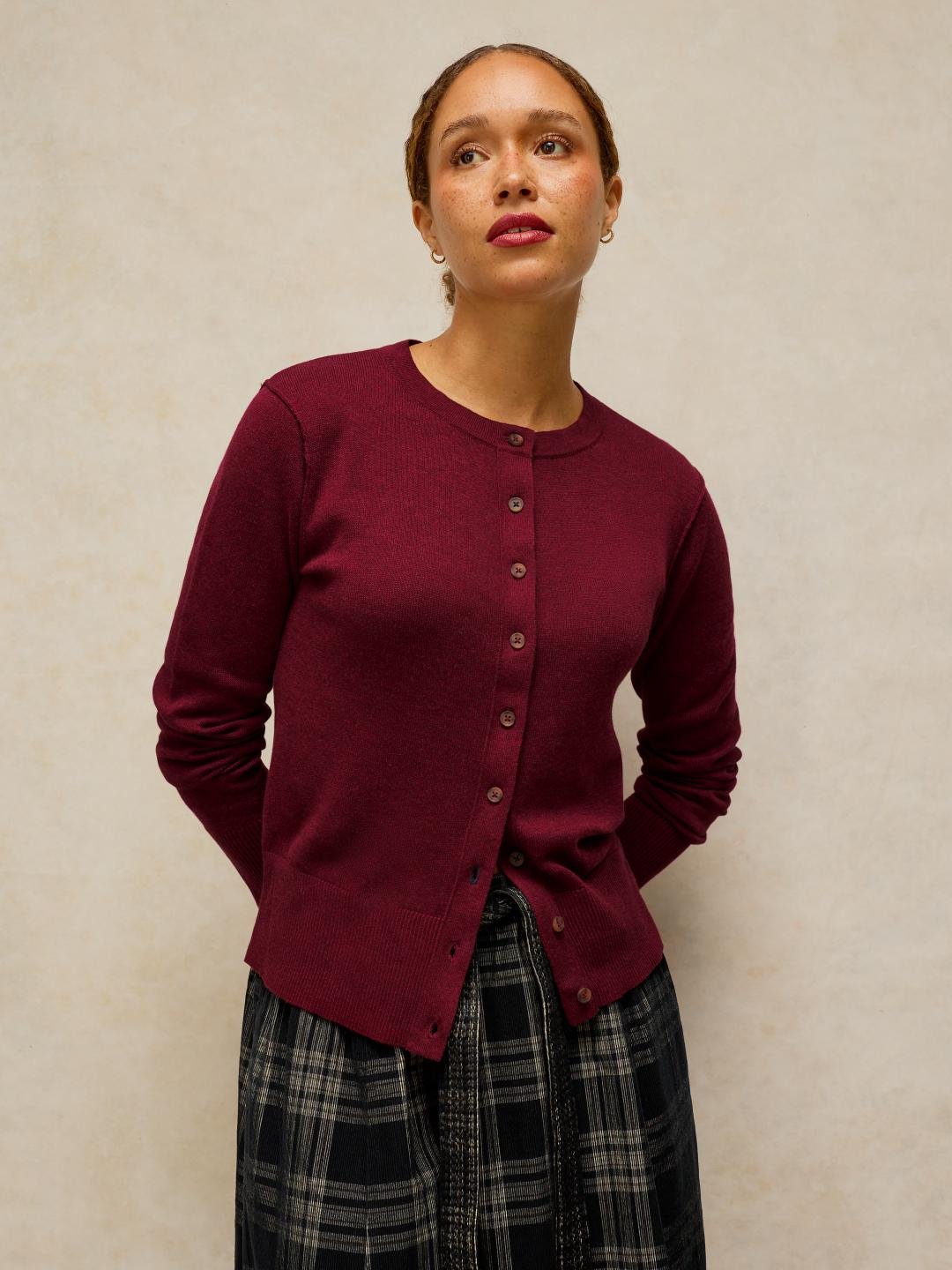 446740-DK_PLUM-MF White Stuff Lois Cardi Dk Plum