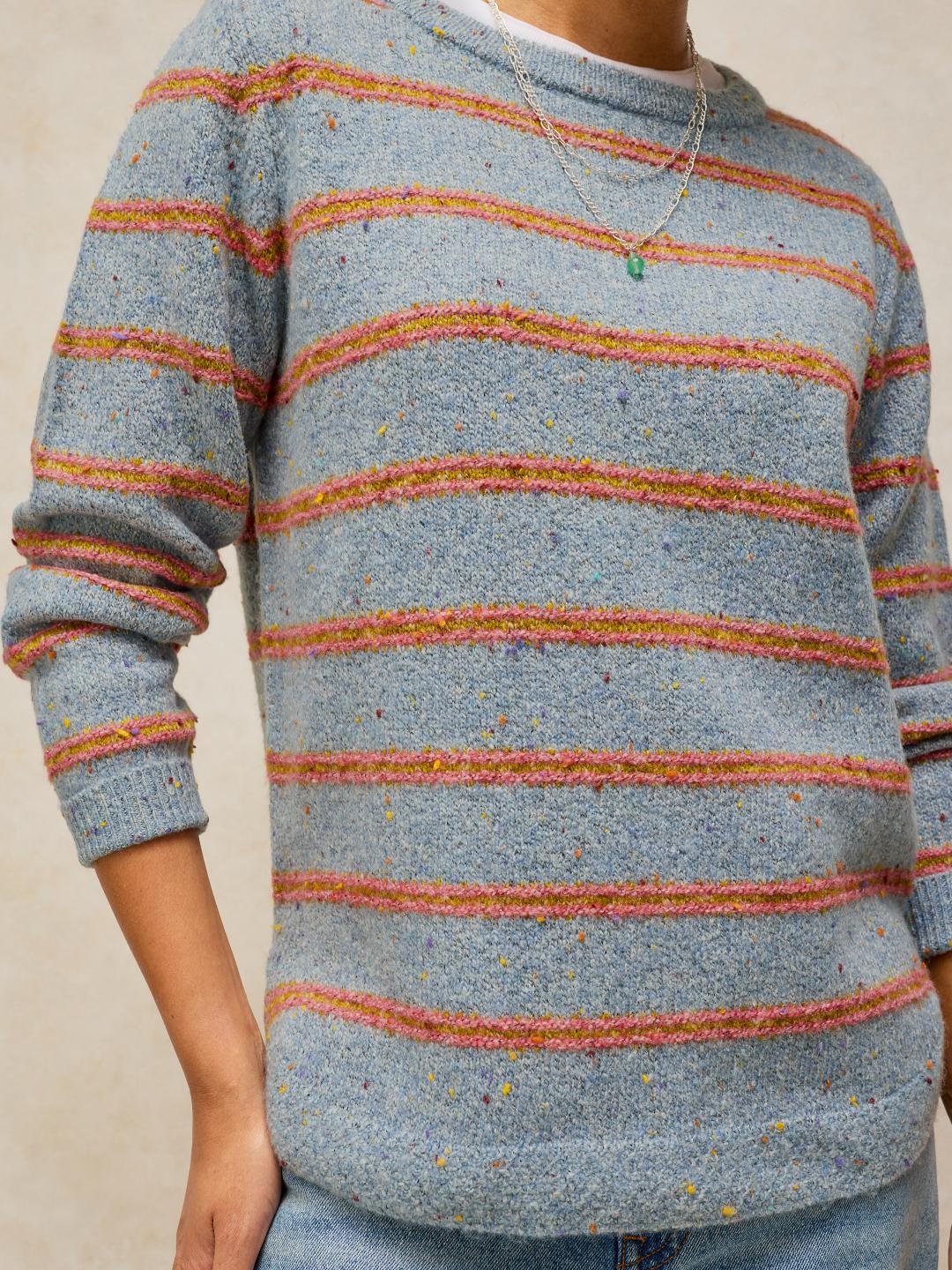 446749-BLUE_MLT-MD White Stuff Talia Nep Stripe Jumper Blue Mlt