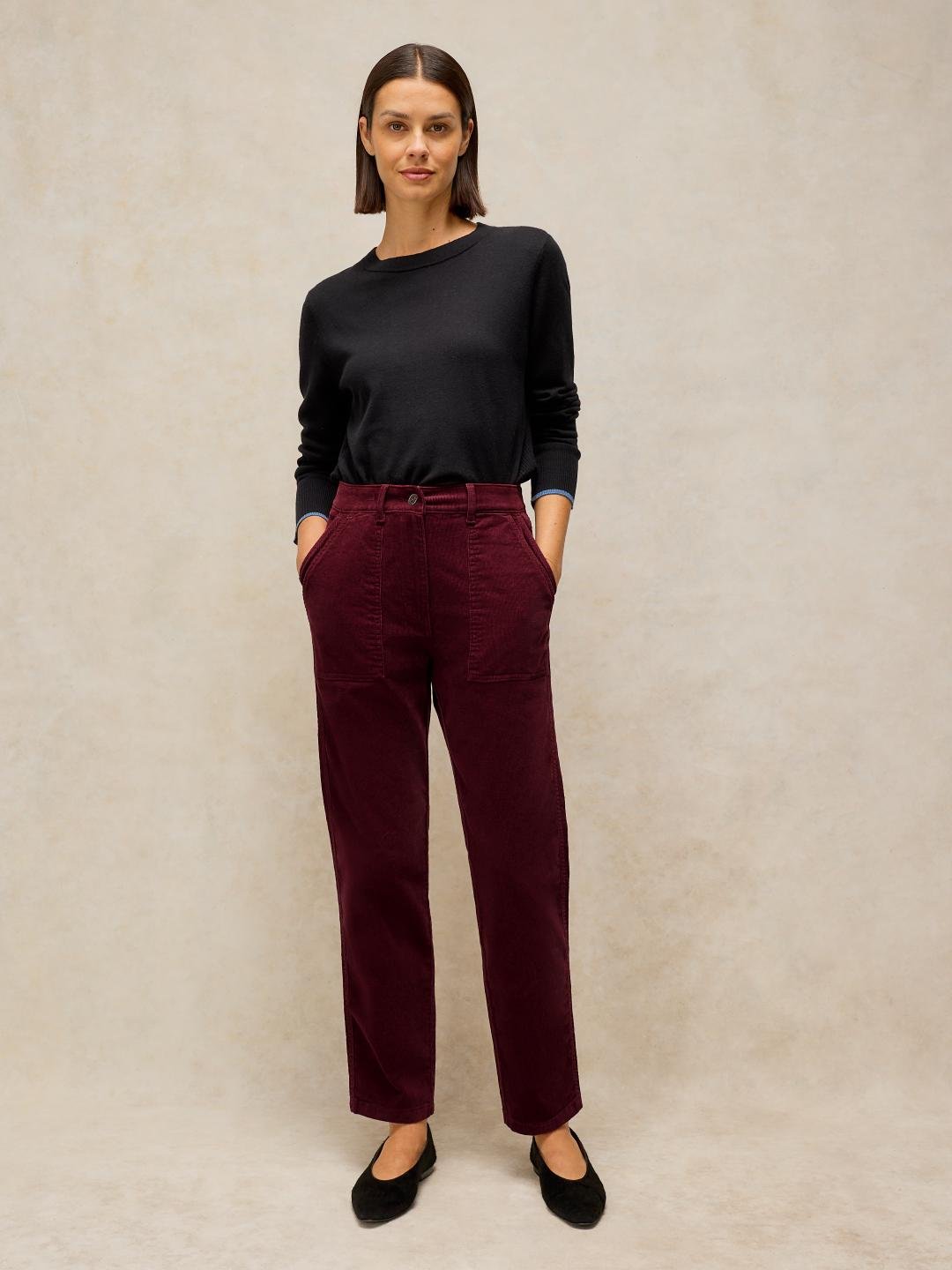 446861-DK_PLUM-L White Stuff Twister Cord Trouser Dk Plum
