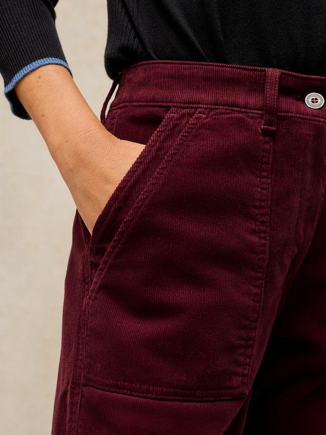 446861-DK_PLUM-MD White Stuff Twister Cord Trouser Dk Plum