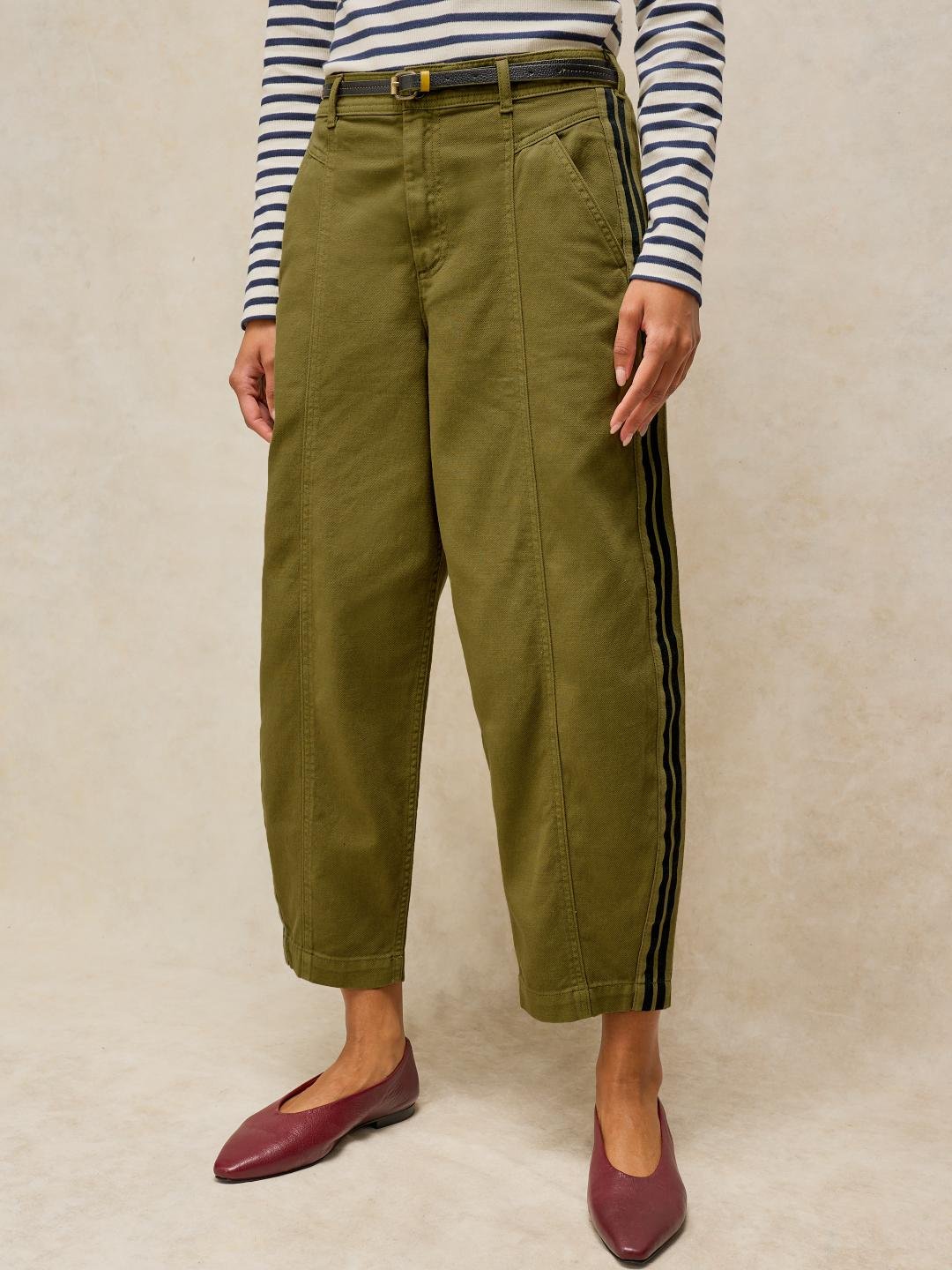 446869-KHAKI_GRN-MF White Stuff Adeline Utility Barrel Trouser Khaki Grn