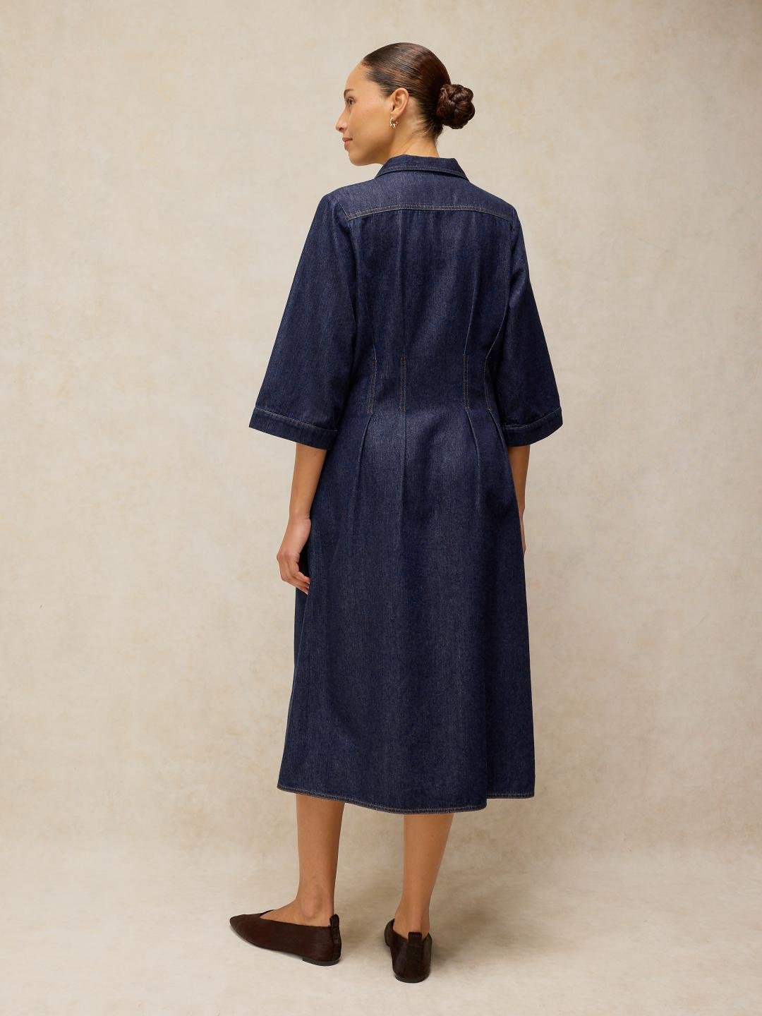 447026-DK_DENIM-MB White Stuff Luna Denim Pleat Dress Dk Denim