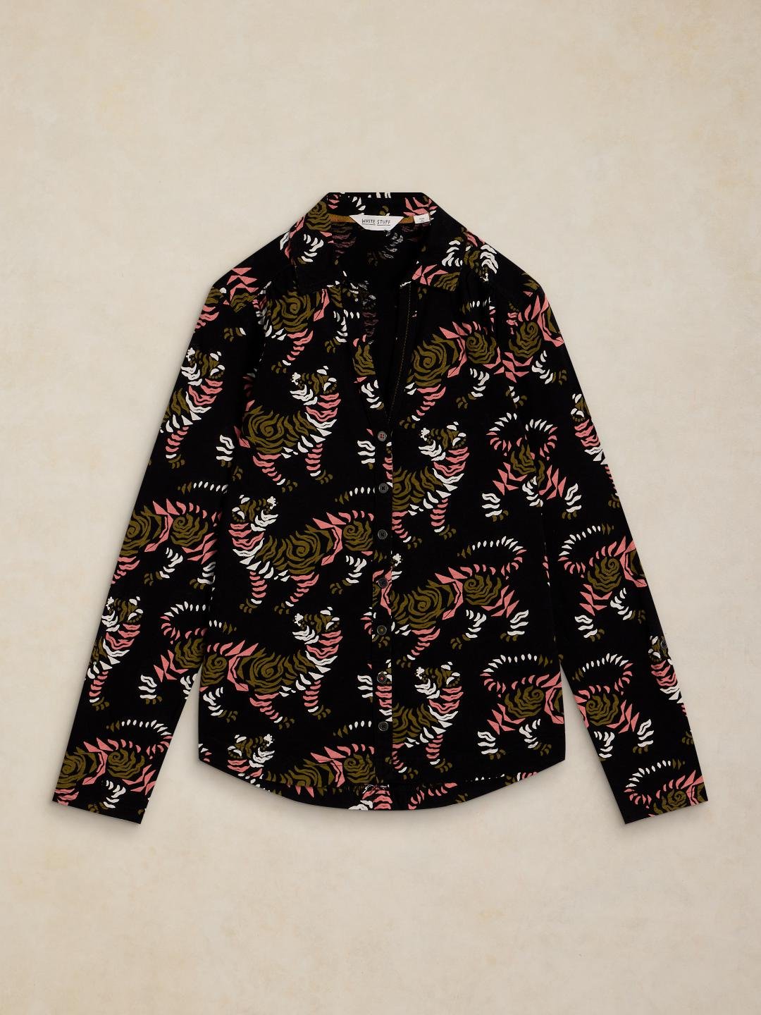 447101-BLK_PR-FF White Stuff Annie Jersey Shirt Blk Pr