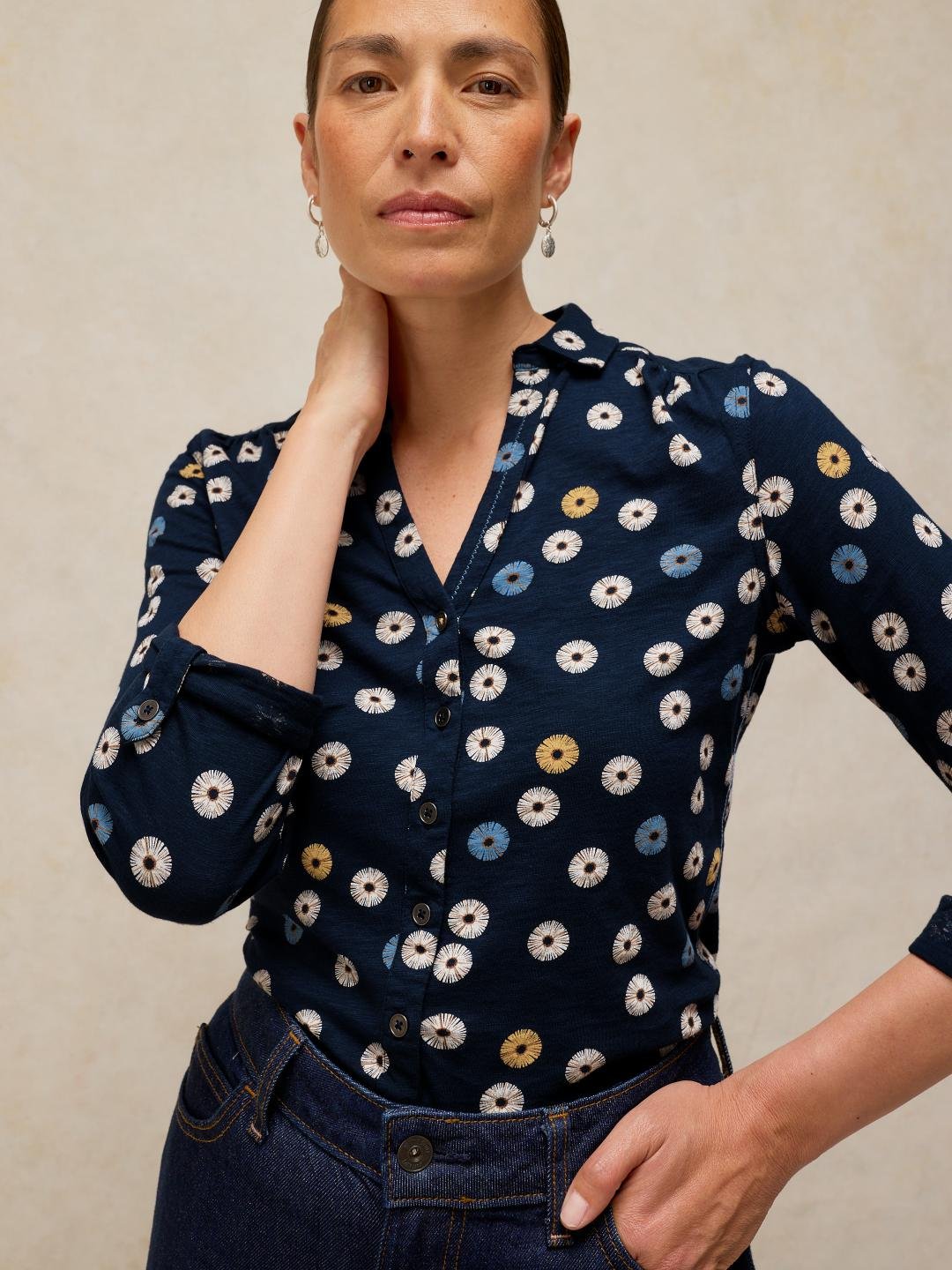 447101-NAVY_PR-L White Stuff Annie Jersey Shirt Navy Pr
