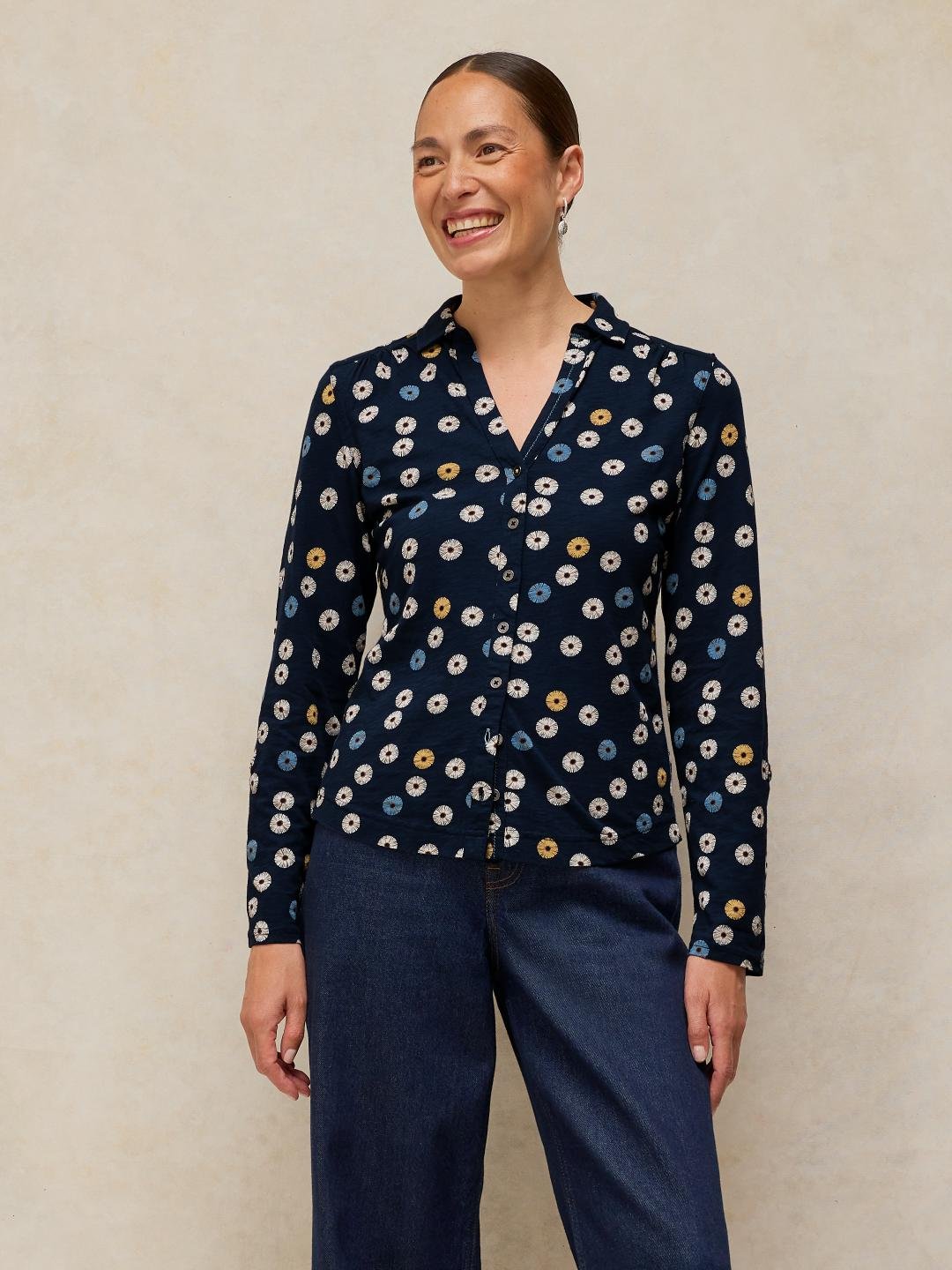 447101-NAVY_PR-MD White Stuff Annie Jersey Shirt Navy Pr