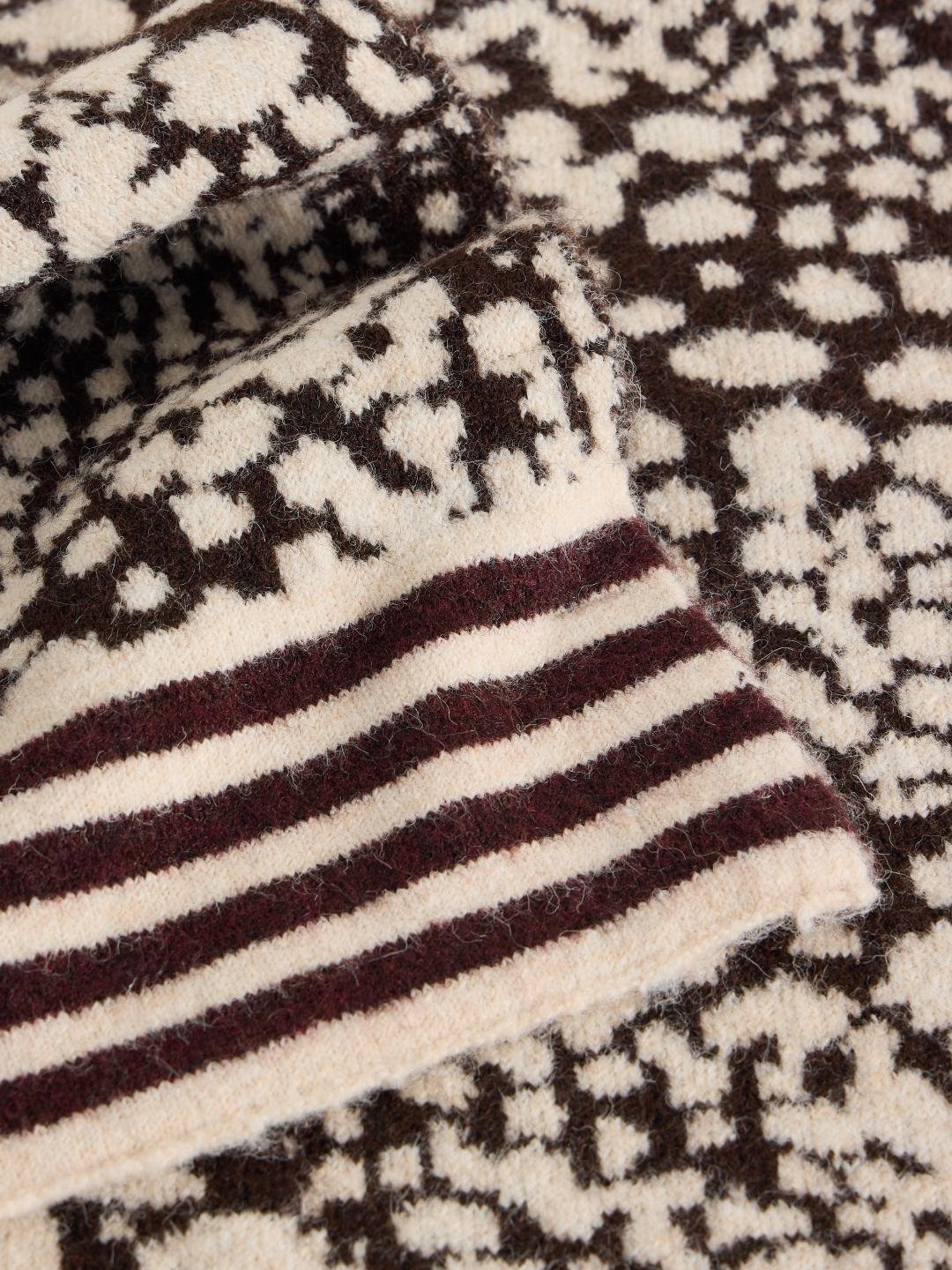 447396-BROWN_MLT-FD White Stuff Jacquard Animal Pattern Scarf Brown Mlt