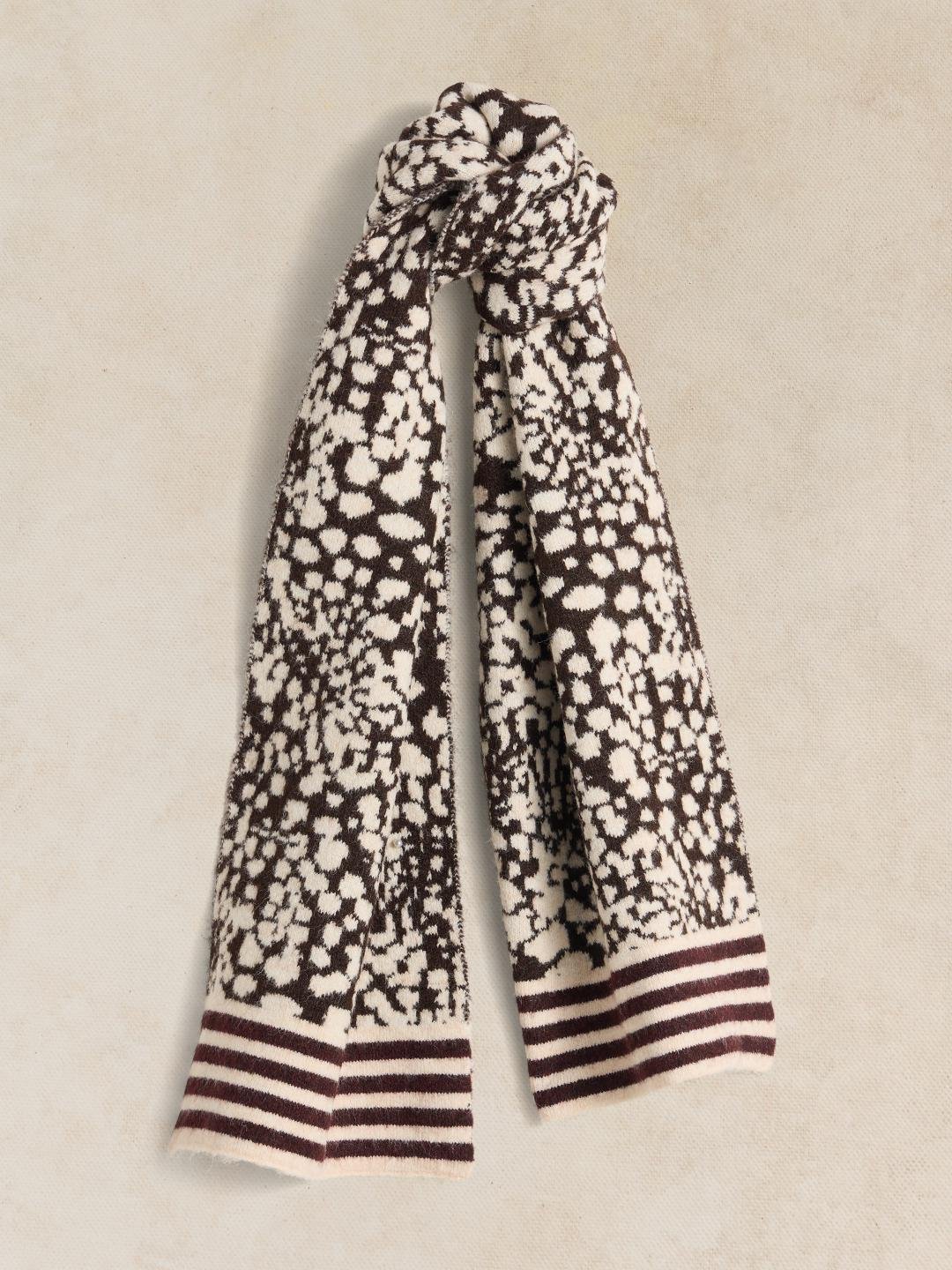 447396-BROWN_MLT-FF White Stuff Jacquard Animal Pattern Scarf Brown Mlt
