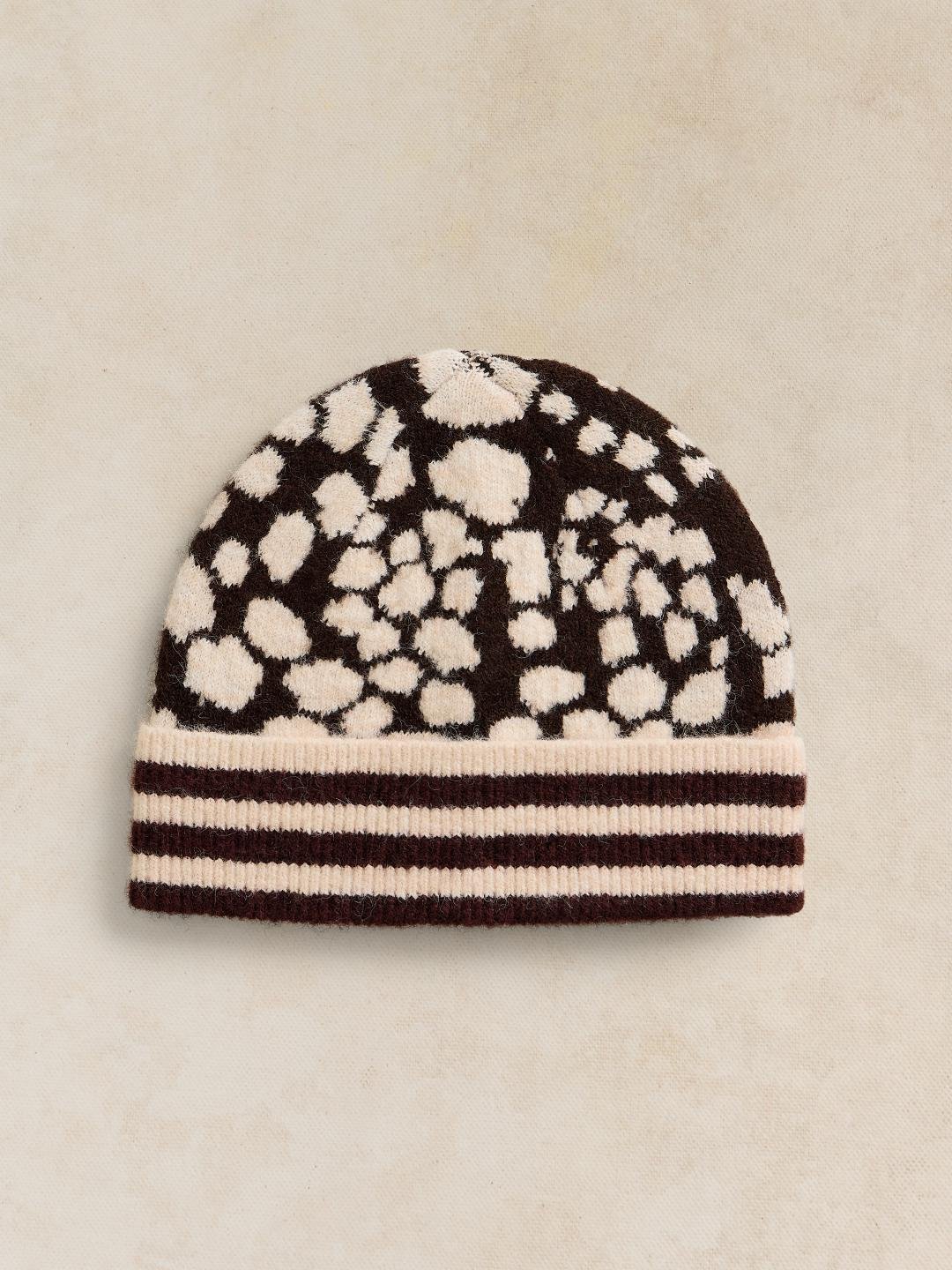 447397-BROWN_MLT-FF White Stuff Jacquard Animal Pattern Beanie Brown Mlt