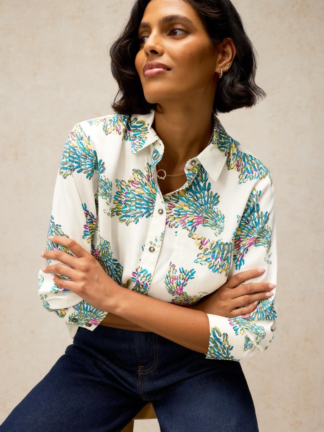 447526-IVORY_MLT-L White Stuff Libby Printed Shirt Ivory Mlt
