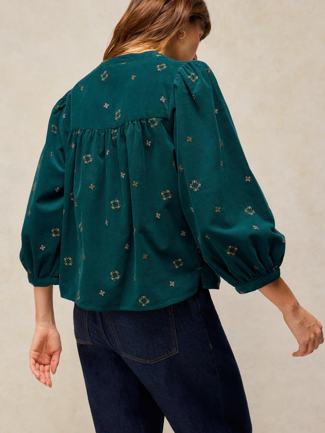 447529-DK_TEAL-MB White Stuff Lana Embroidered Cord Top Dk Teal