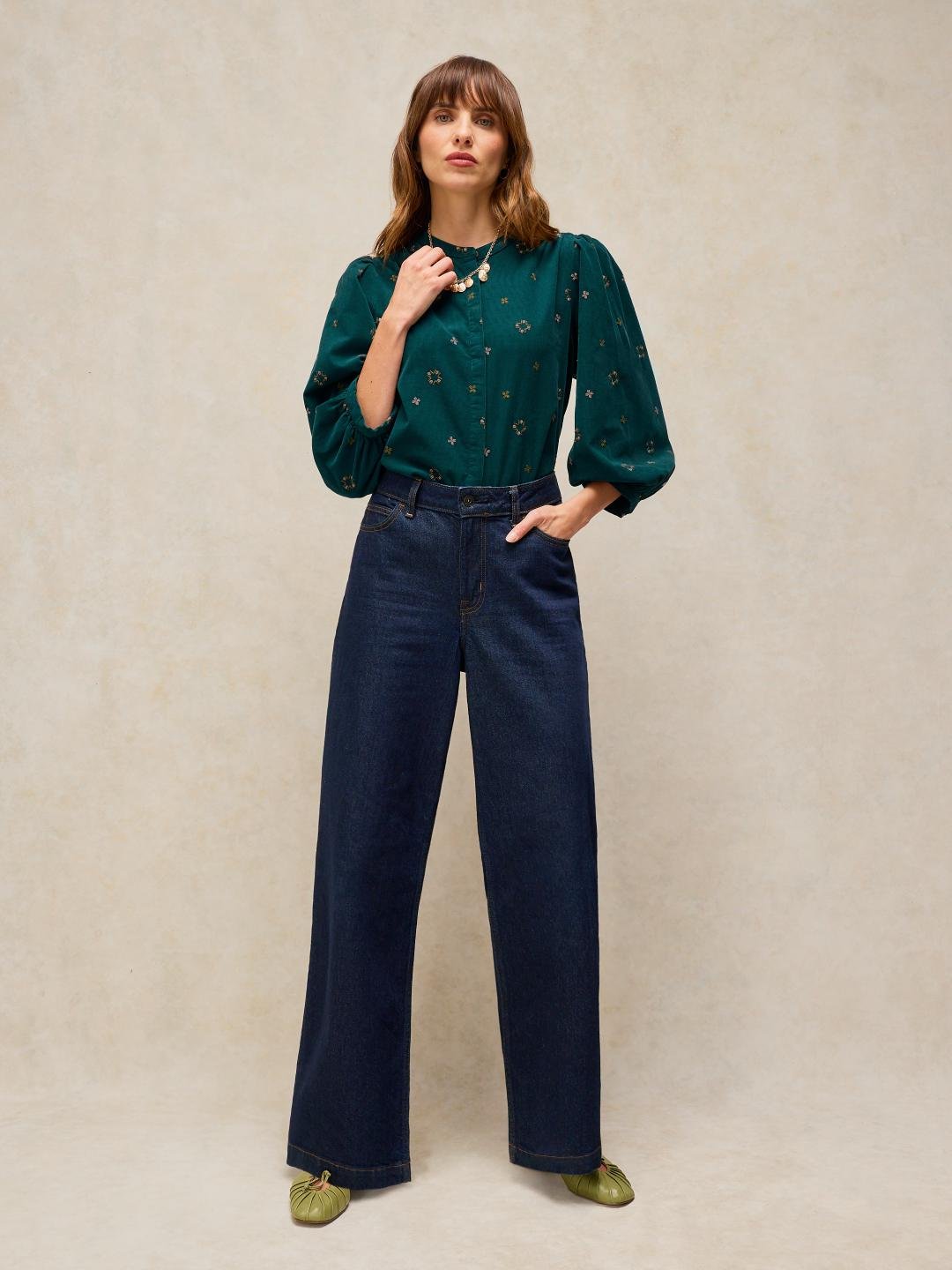 447529-DK_TEAL-MF White Stuff Lana Embroidered Cord Top Dk Teal