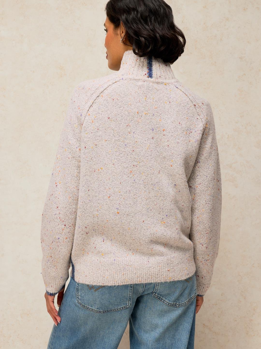 447660-LGT_GREY-MD White Stuff Talia Nep High Neck Jumper Lgt Grey