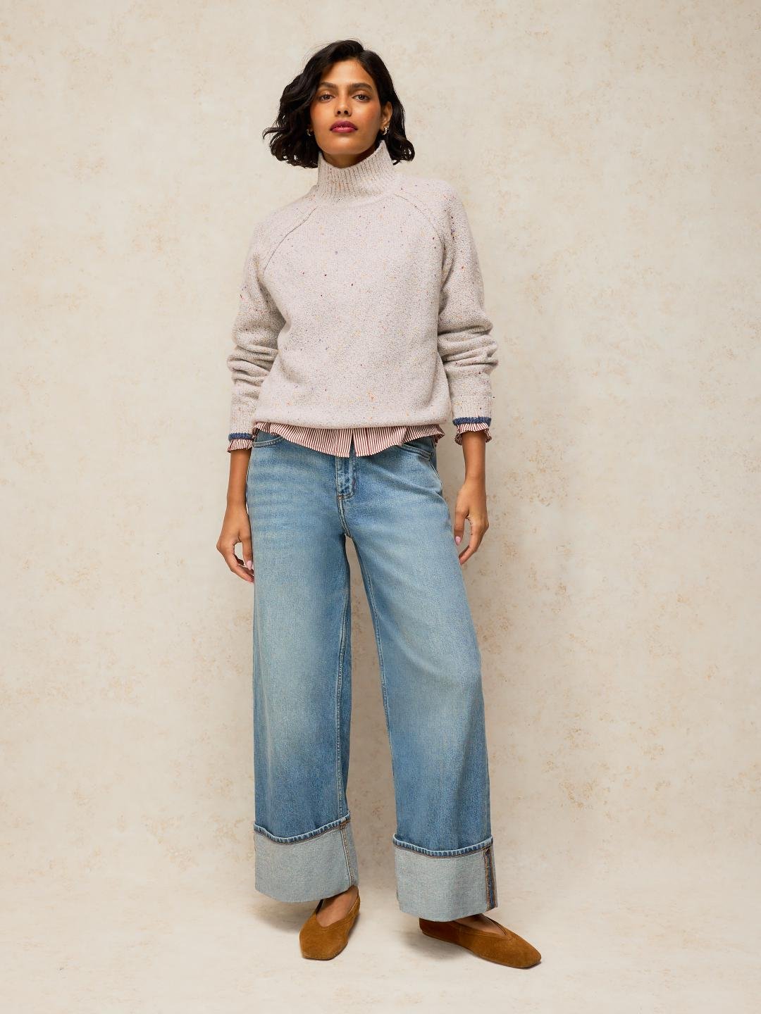 447660-LGT_GREY-MF White Stuff Talia Nep High Neck Jumper Lgt Grey