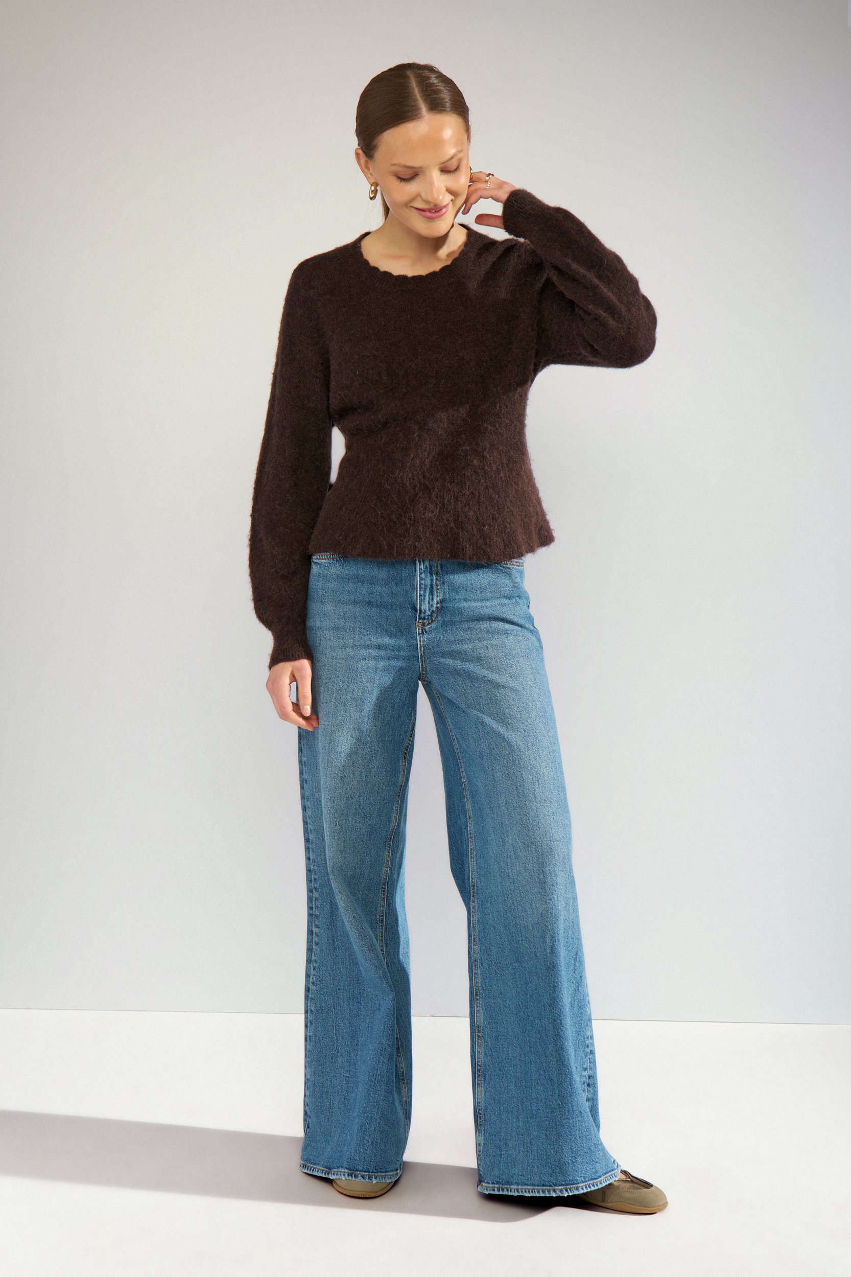 707253_5698_2 Nümph NUSURI PEPLUM PULLOVER Black Coffee