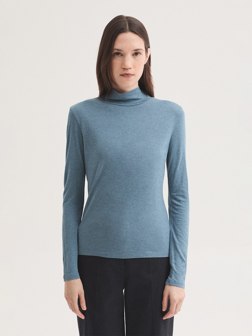 WJX011_131_1 Nice Things Turtle neck wool t-shirt Medium Light Blue