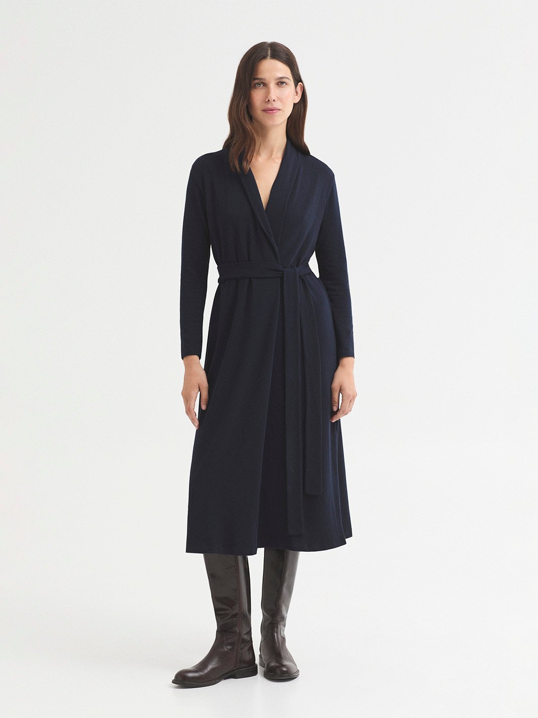 WJX039_134_1 Nice Things Long belted dress Plum