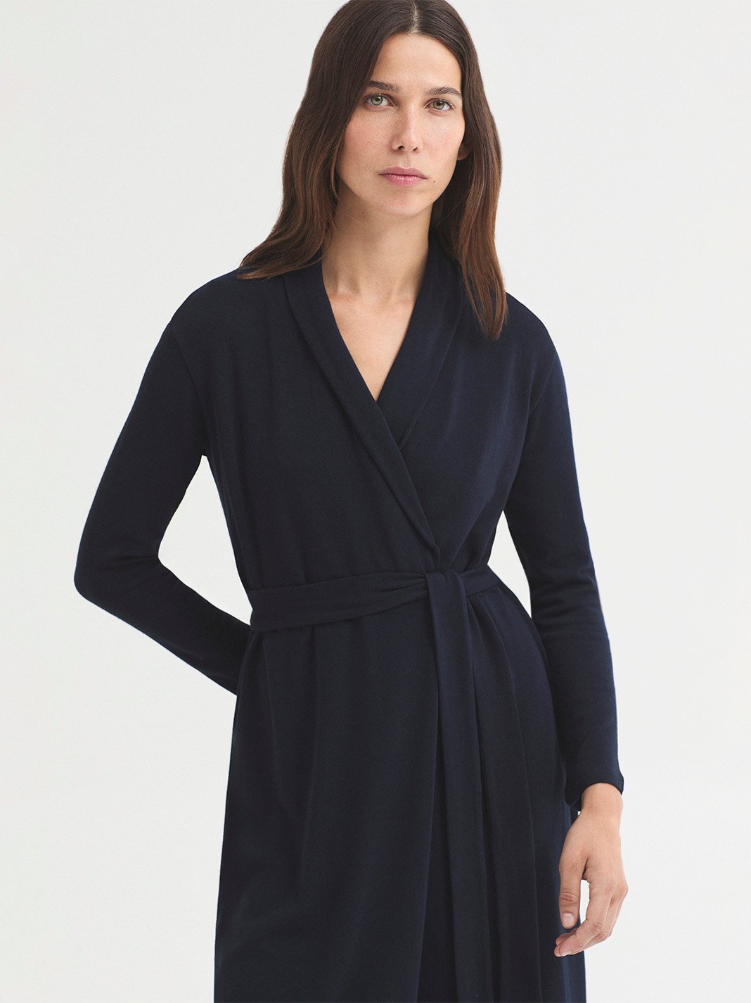 WJX039_134_3 Nice Things Long belted dress Plum