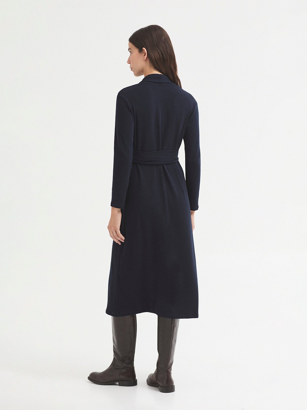 WJX039_134_6 Nice Things Long belted dress Plum