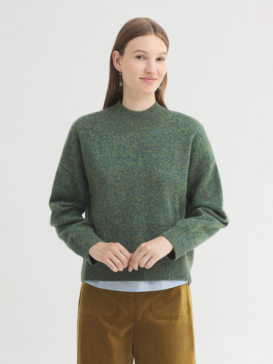 WKX018_246_1 Nice Things Wide high-neck sweater Light Khaki Green