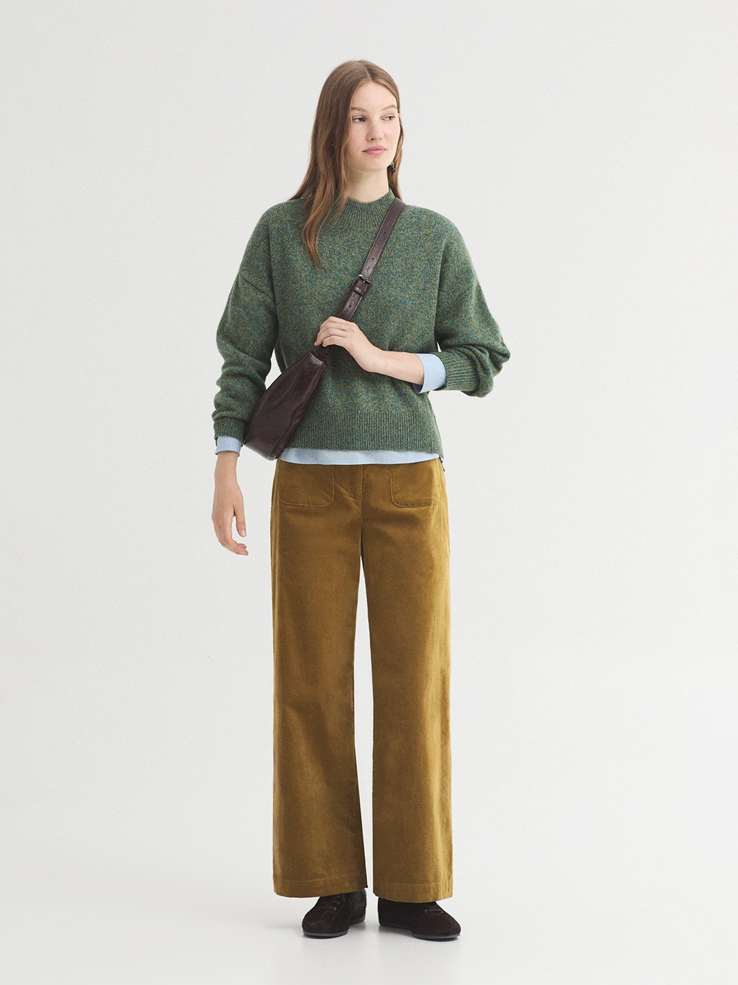 WKX018_246_5 Nice Things Wide high-neck sweater Light Khaki Green