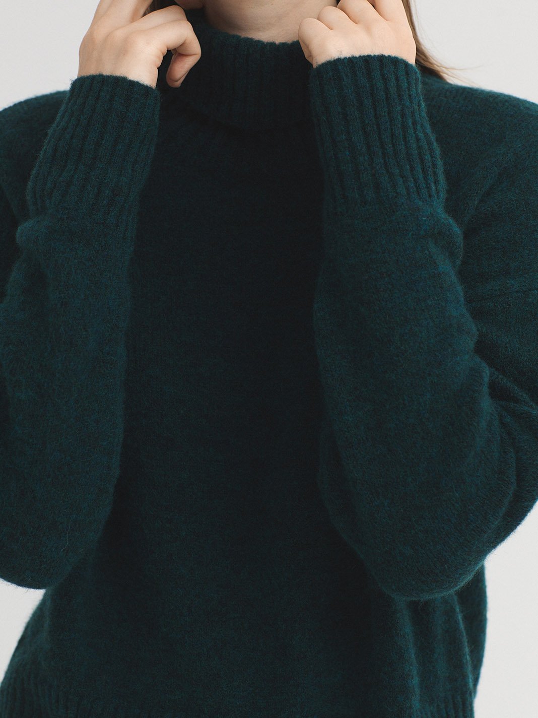WKX057_523_3 Nice Things Basic turtle neck sweater Granite Dark Green