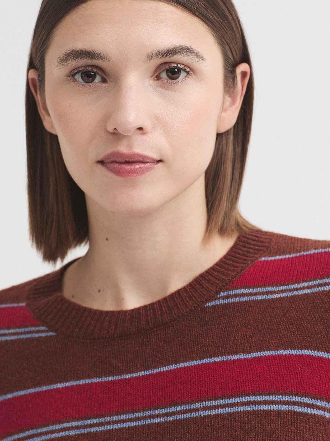 WKX060_332_2 Nice Things Striped wool sweater Chestnut